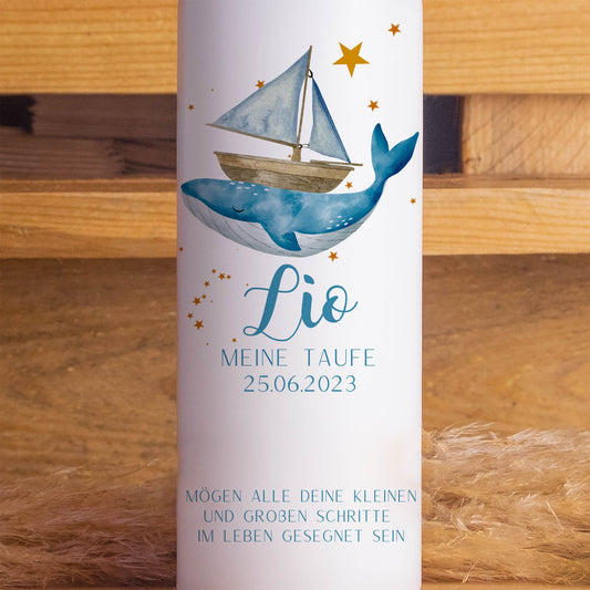 Taufkerze | Boot | 15-30 cm Höhe | Personalisiert | Taufe | Christlich | Katholisch | Wal