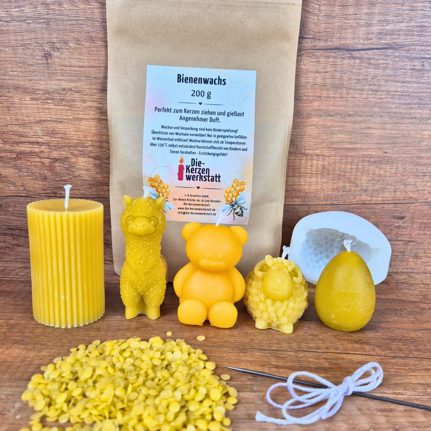 DIY-Set: Bienenwachskerzen gießen | Kreatives Bastelset mit Silikonform | Kerzen selber machen mit Naturwachs