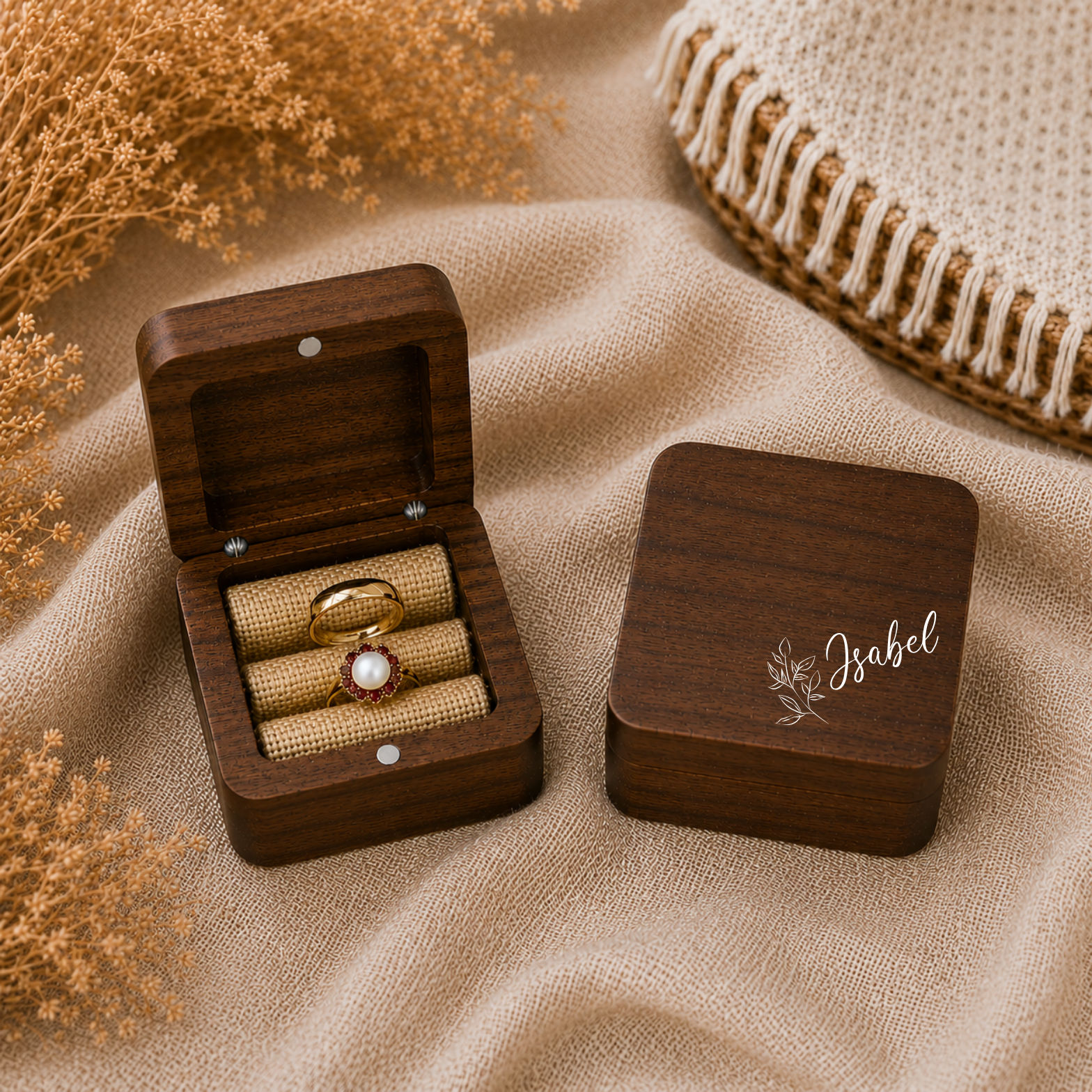 ring aufbewahrung klein Ringbox Braut | Ringschatulle Hochzeit | Personalisierte Ringkiste | Mr & Ms l Standesamt schmuckdose Größe:51 cm Wie lange ist Hackfleisch