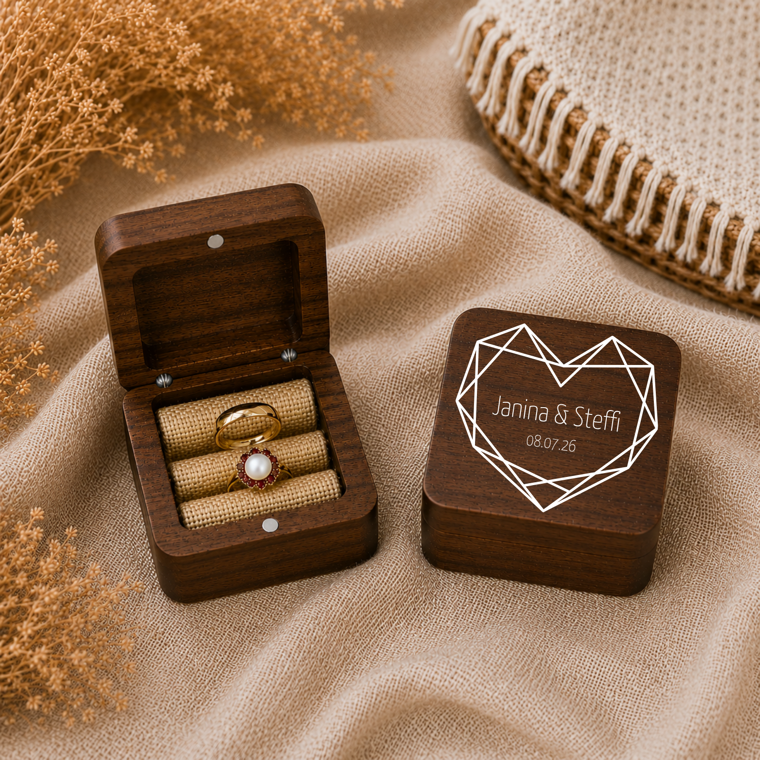 Ringbox Herz | Ringschatulle Hochzeit | Personalisierte Ringkiste | Mr & Ms l Standesamt