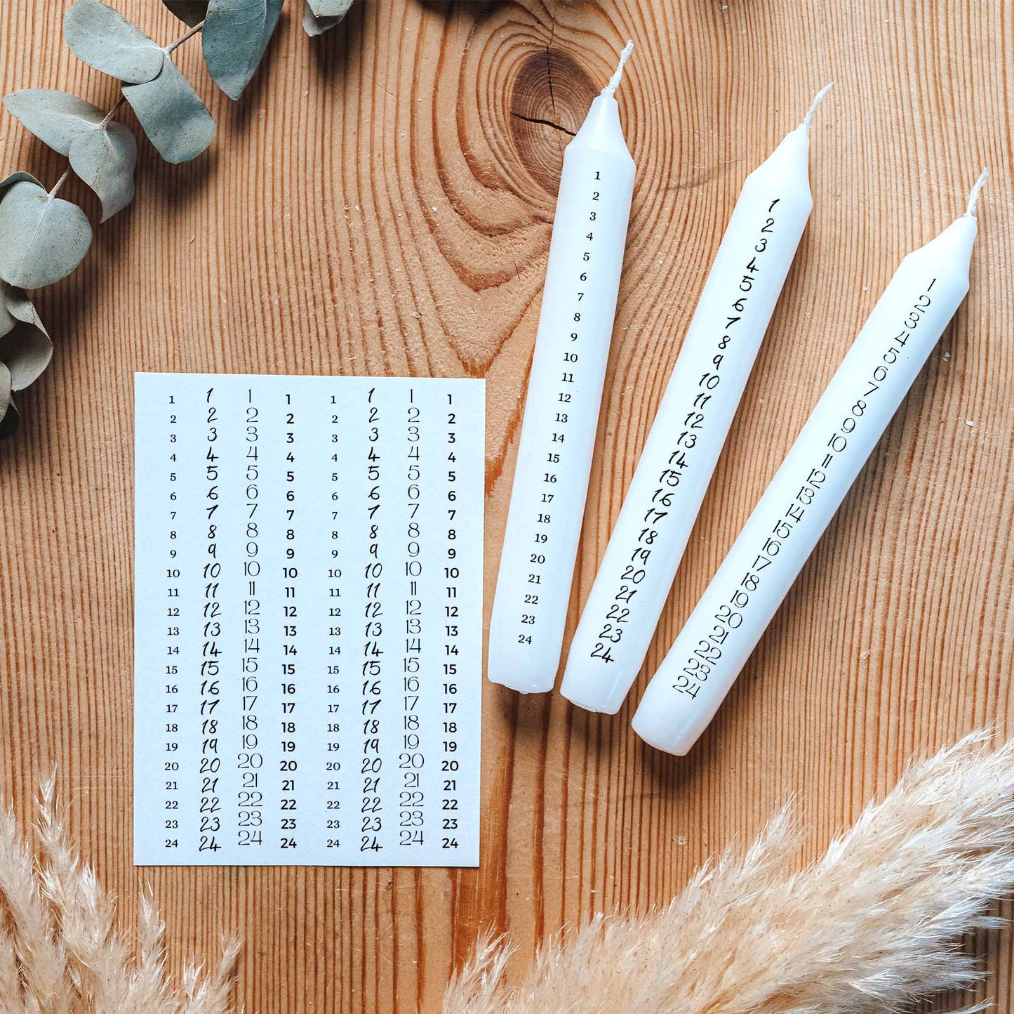 Kerzentattoos Advents-Kalender | Kerzenfolie | Bastelset für Kerzen | Weihnachtsgeschenk | Advent | Sprüche | Kerzensticker