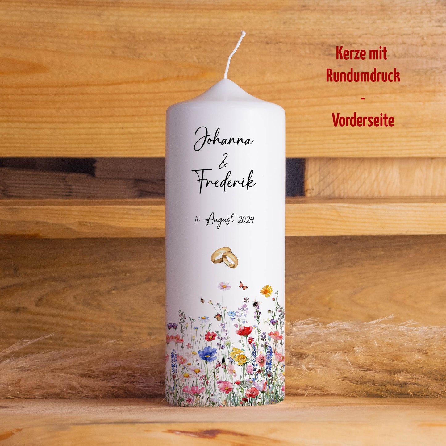 Personalisierte Hochzeitskerze Wildblumen