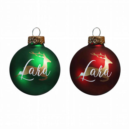 Personalisierte Weihnachtskugel mit Namen + Rentier ∅ 6-8cm | Wunschmotiv |  Personalisiertes Geschenk | Weihnachtsbaum | Tannenbaumkugel |  Christbaumkugel