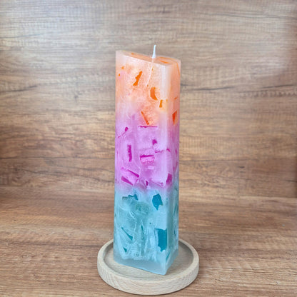 Herzkerze mit Farbverlauf | Geschenk für Mama | Handgemacht in Dresden | Muttertagsgeschenk | Bunte Kerze Pastell | inkl. Holzanhänger mit Gravur