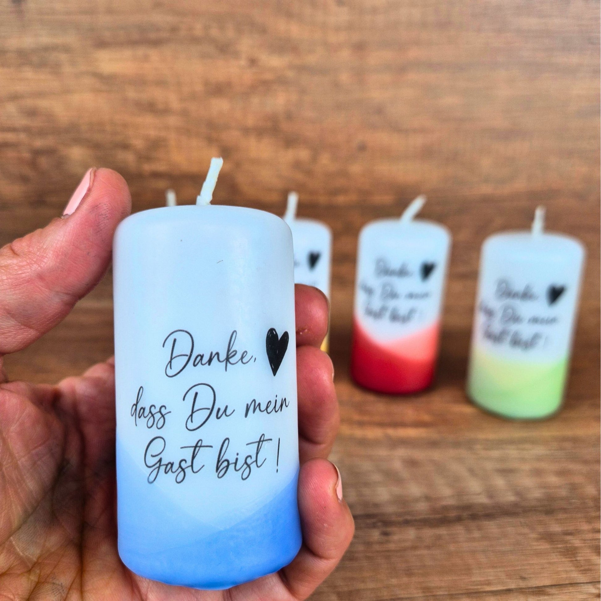 Gastgeschenk-Kerzen Set „Herz & Botschaft“ – das Original für deine Gäste