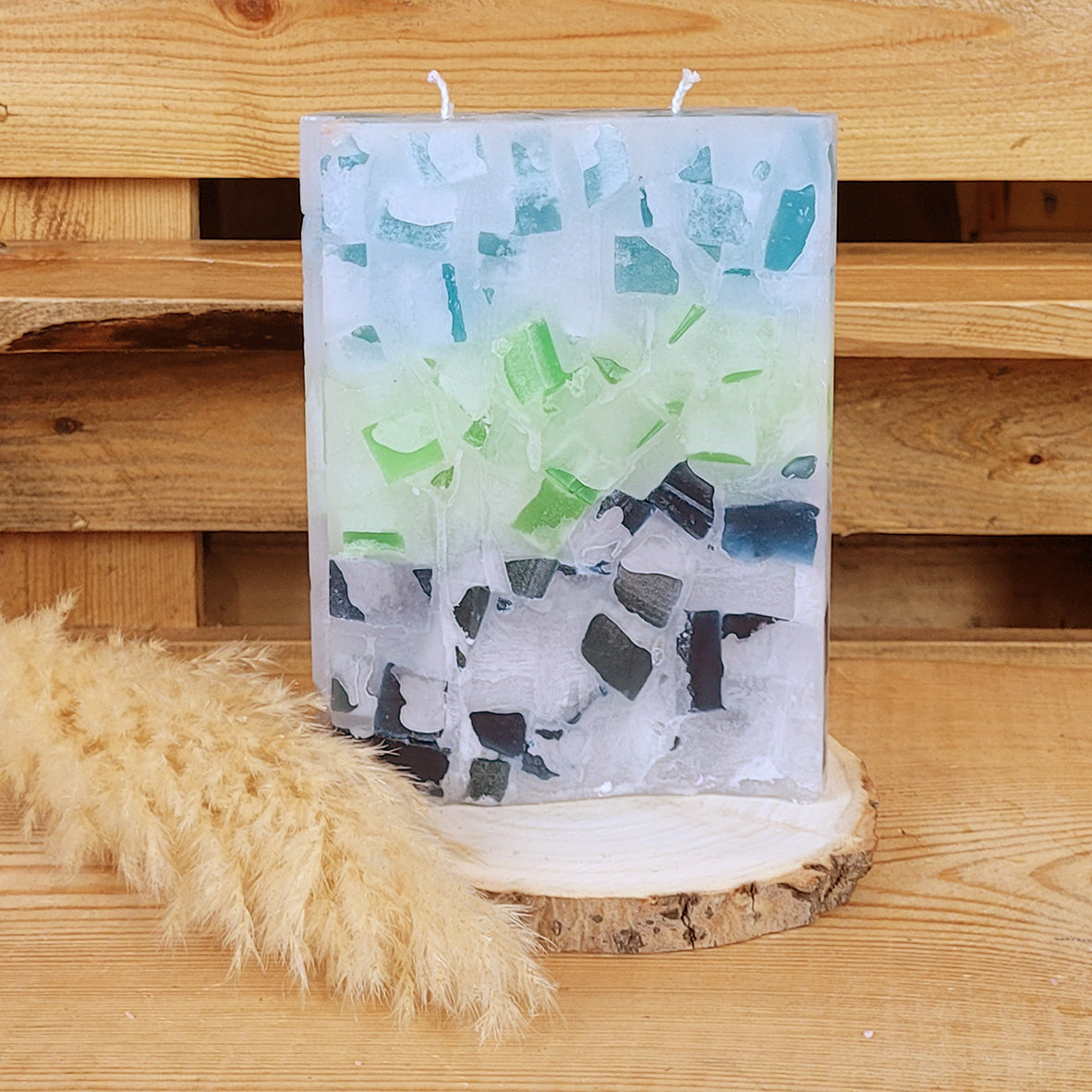 Wachswürfelkerze l Zwillingskerze Welle l Geschenk zum Geburtstag l Handarbeit l bunte Kerze l Stumpenkerze