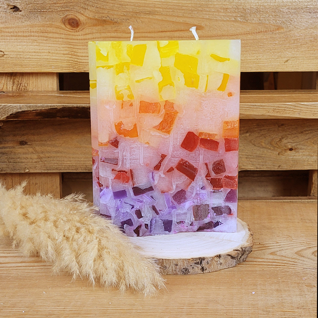 Wachswürfelkerze l Zwillingskerze Welle l Geschenk zum Geburtstag l Handarbeit l bunte Kerze l Stumpenkerze