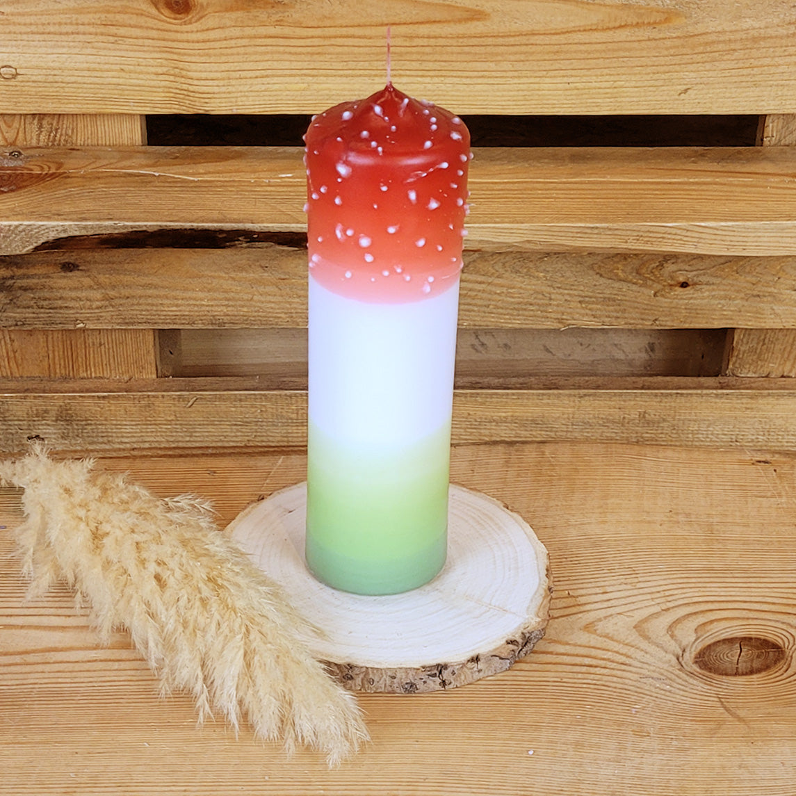 Dipkerze Fliegenpilz | 20 cm | Stumpenkerze | Glückskerze | Geschenkidee