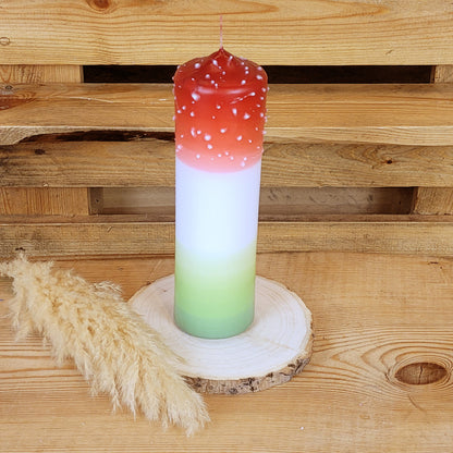 Dipkerze Fliegenpilz | 20 cm | Stumpenkerze | Glückskerze | Geschenkidee