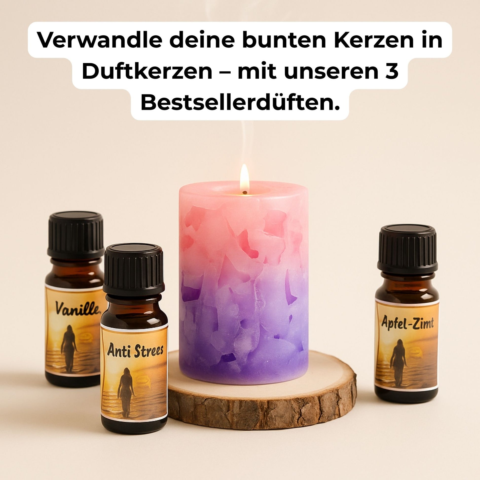 Ätherische Öle Set – 3 beliebte Düfte für Kerzen & Seifen (Vanille, Anti-Stress & Apfel-Zimt)