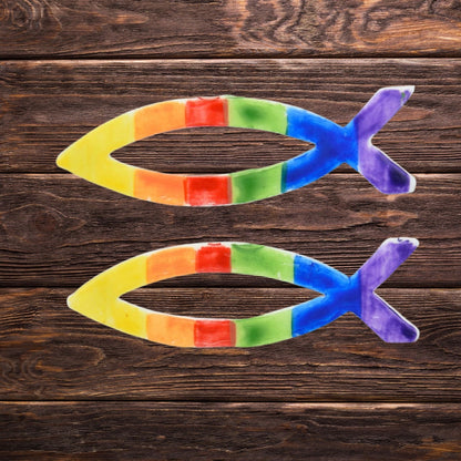 Buntes Wachsdekor Fische Regenbogen