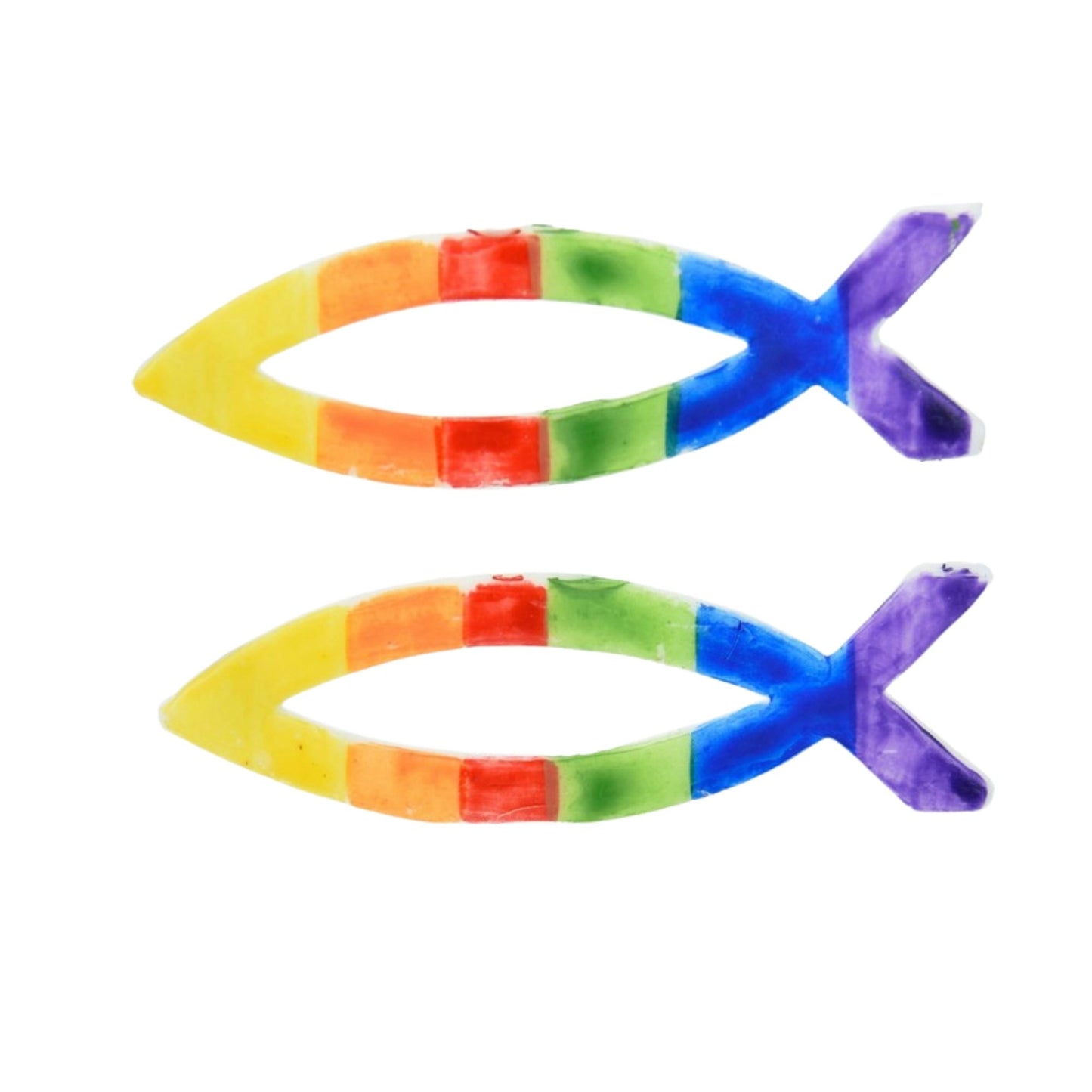 Wachsdekor Fische bemalt Regenbogen | Kerzen verzieren | Kerzen gestalten | Taufe | Hochzeit | Kommunion