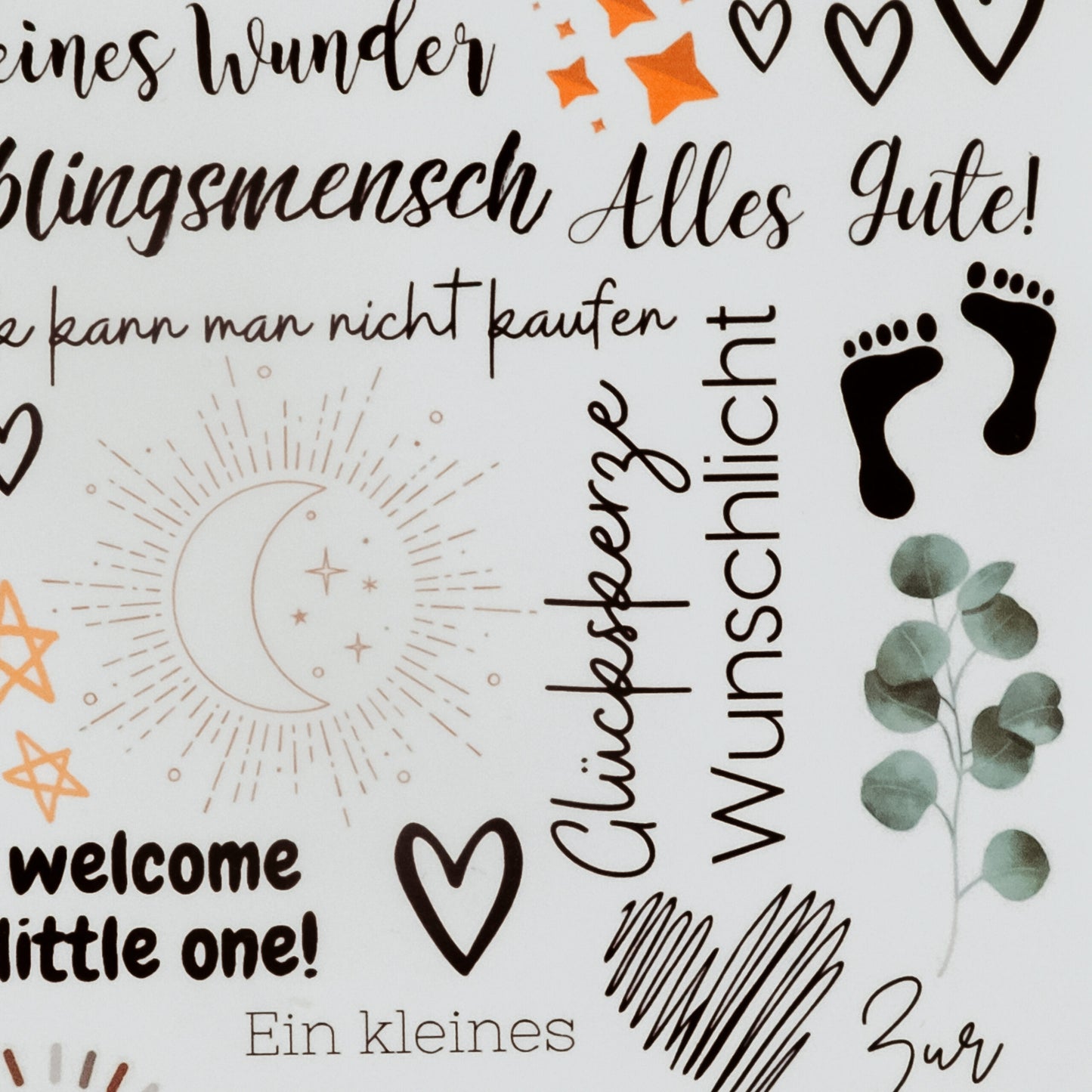 Kerzentattoos Geburt Sterne | Kerzenfolie | Bastelset für Kerzen Thema Geburt | Baby | Geschenk | Basteln  |  Sprüche | Kerzensticker