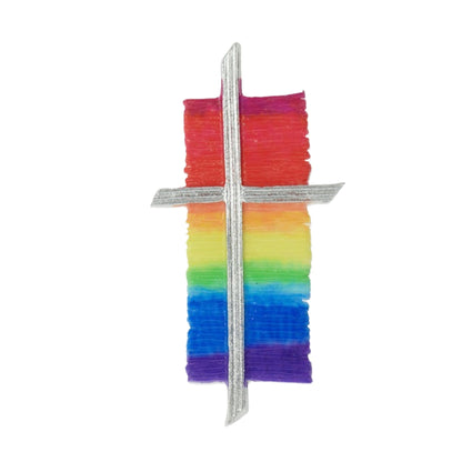 Wachsdekor Kreuz bemalt Regenbogen | Kerzen verzieren | Kerzen gestalten | Wachs | Wachsplatten | Taufe | Hochzeit