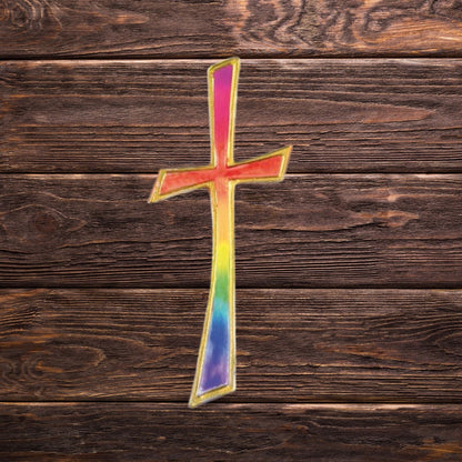 Hochwertiges Wachsdekor Kreuz Regenbogen