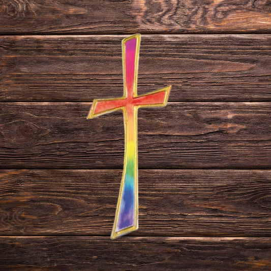 Hochwertiges Wachsdekor Kreuz Regenbogen