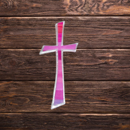 Hochwertiges Wachsdekor Kreuz rosa/silber