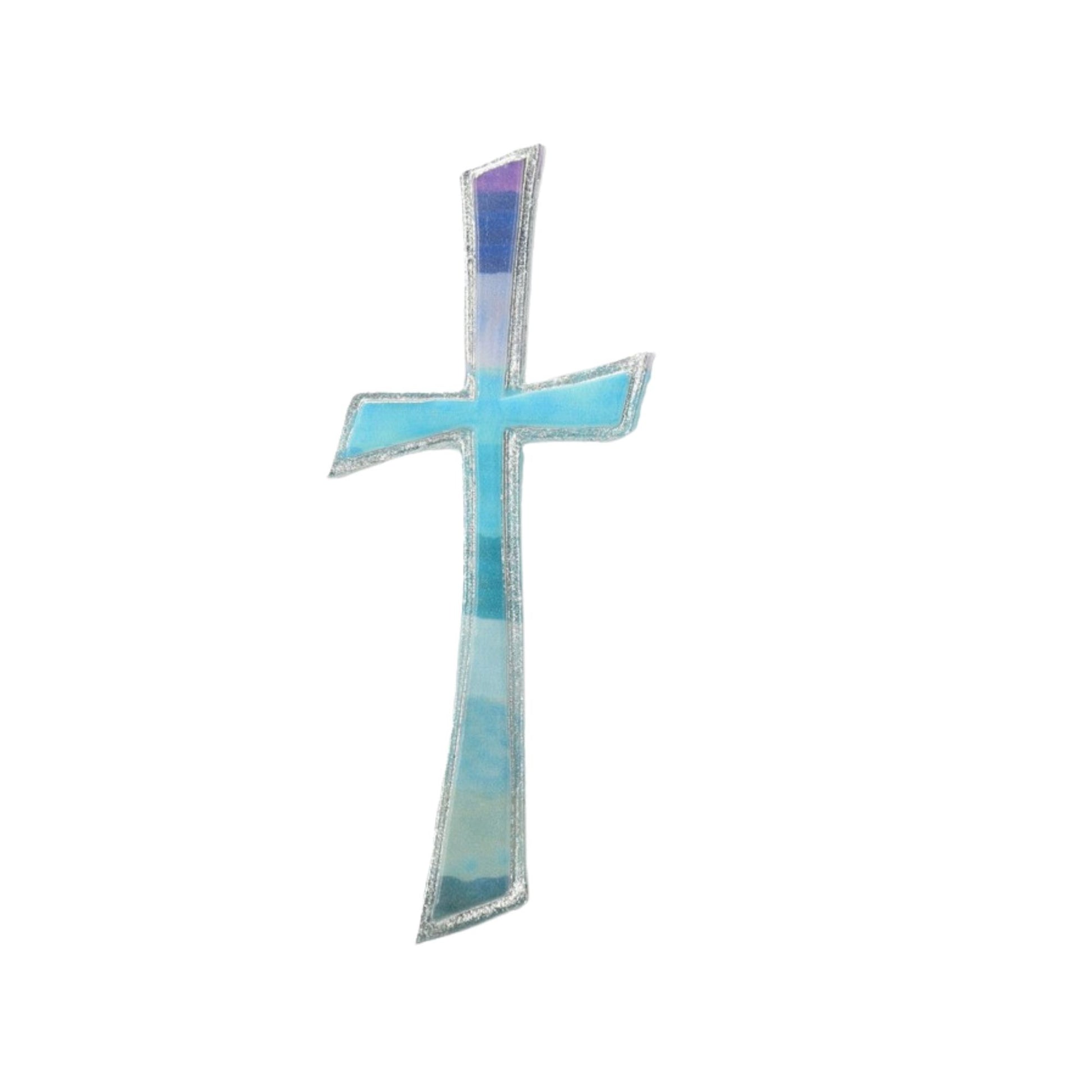Wachsdekor Kreuz blau/silber | Kerzen verzieren | Kerzen gestalten | Wachs | Wachsplatten | Taufe | Hochzeit