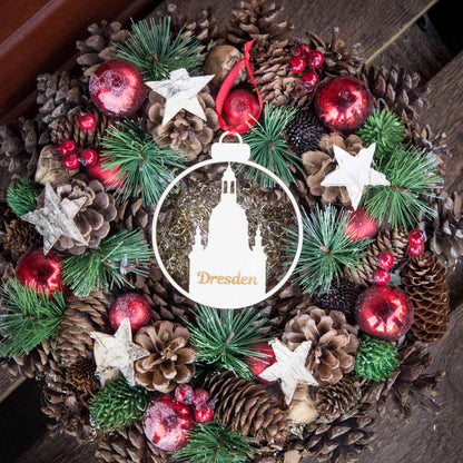 Weihnachtskugel aus Holz" ∅ 10 cm | Weihnachtsbaum Schmuck | Dresden Frauenkirche | Weihnachtsdeko |  Christbaum