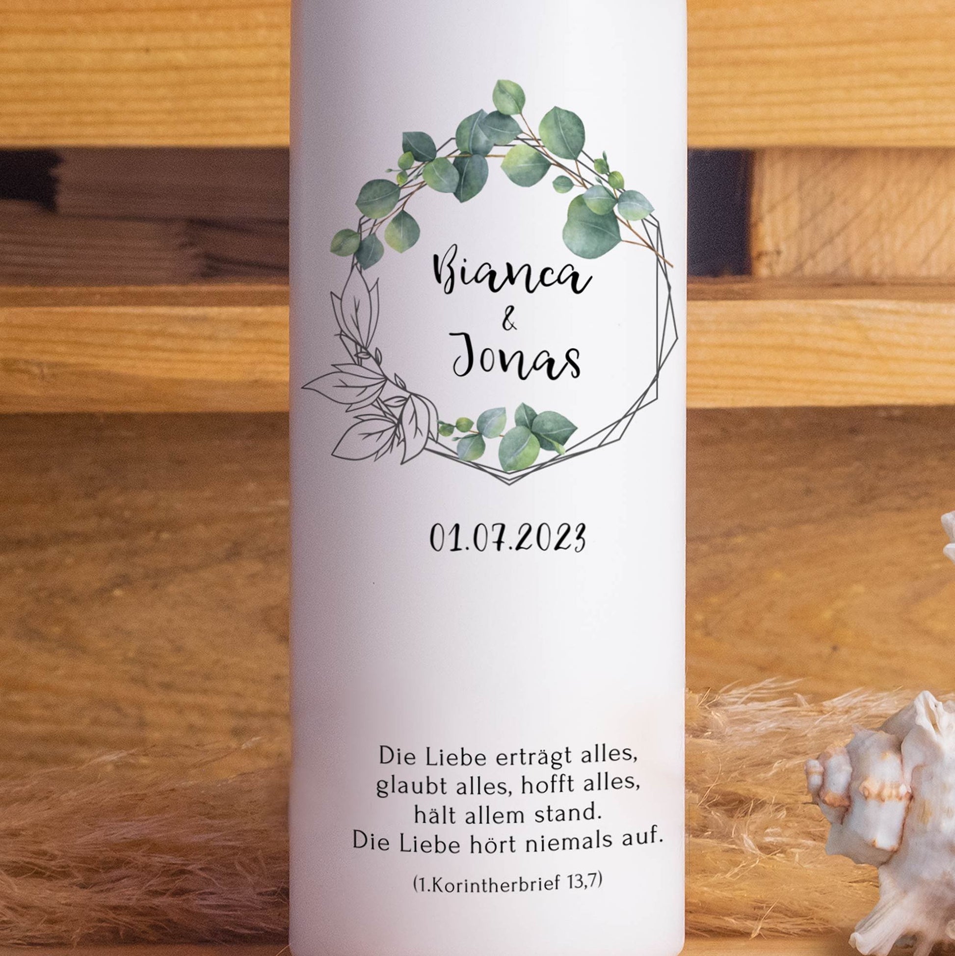 Hochzeitskerze | Achteck | 15 - 30 cm Höhe | Traukerze | Personalisierte Kerze