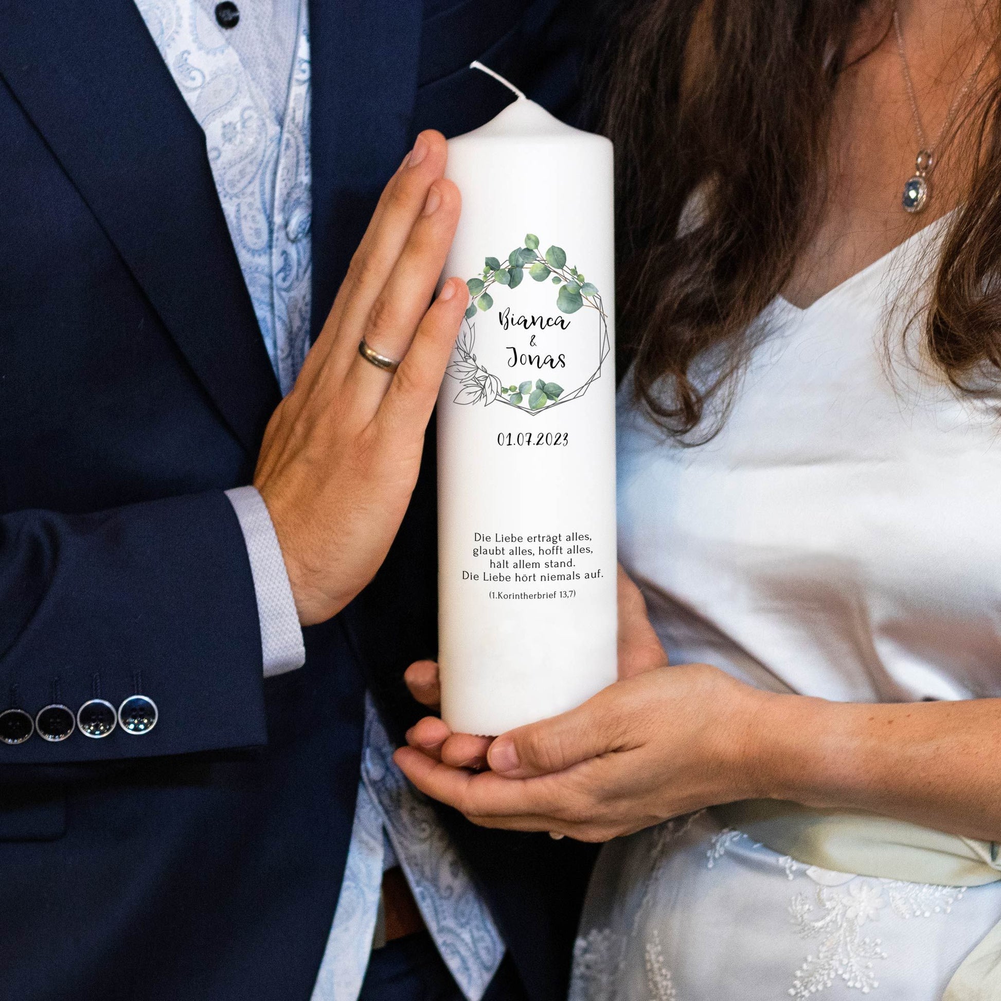 Hochzeitskerze | Achteck | 15 - 30 cm Höhe | Traukerze | Personalisierte Kerze