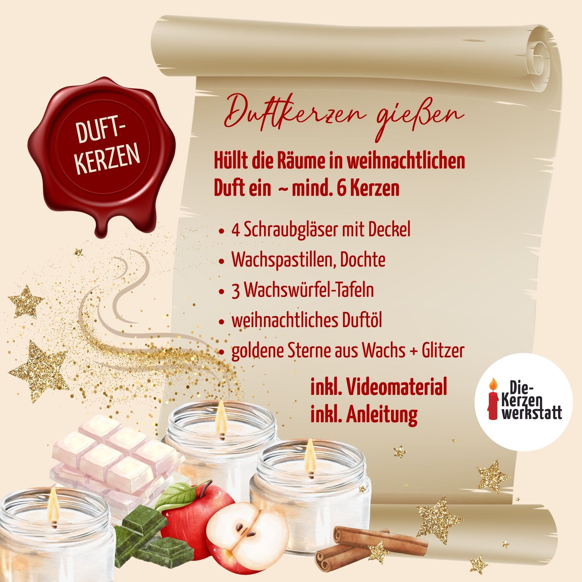 Familien Adventskalender Bastelset | 4 kreative DIY-Projekte für Kinder & Eltern zum Advent