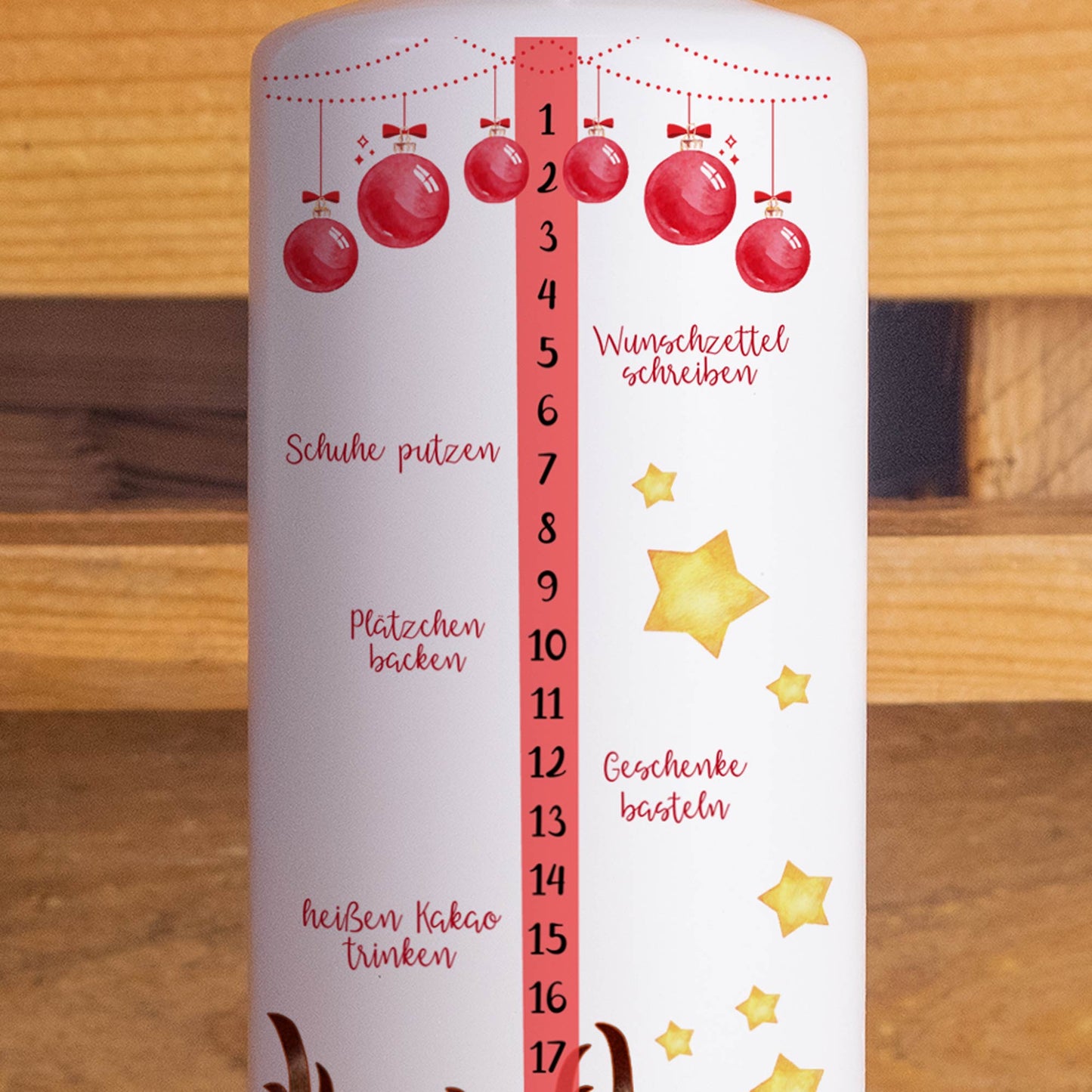 Adventskalender-Kerze Rentier | Weihnachtskerze | Adventskerzen mit Zahlen | Kalenderkerze | Weihnachten Kerzen | Advent | Adventskalender