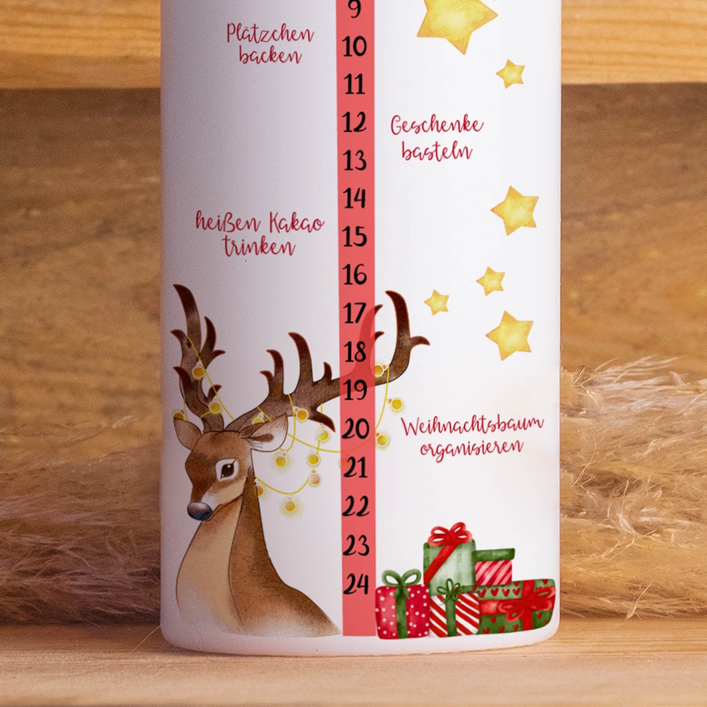 Adventskalender-Kerze Rentier | Weihnachtskerze | Adventskerzen mit Zahlen | Kalenderkerze | Weihnachten Kerzen | Advent | Adventskalender