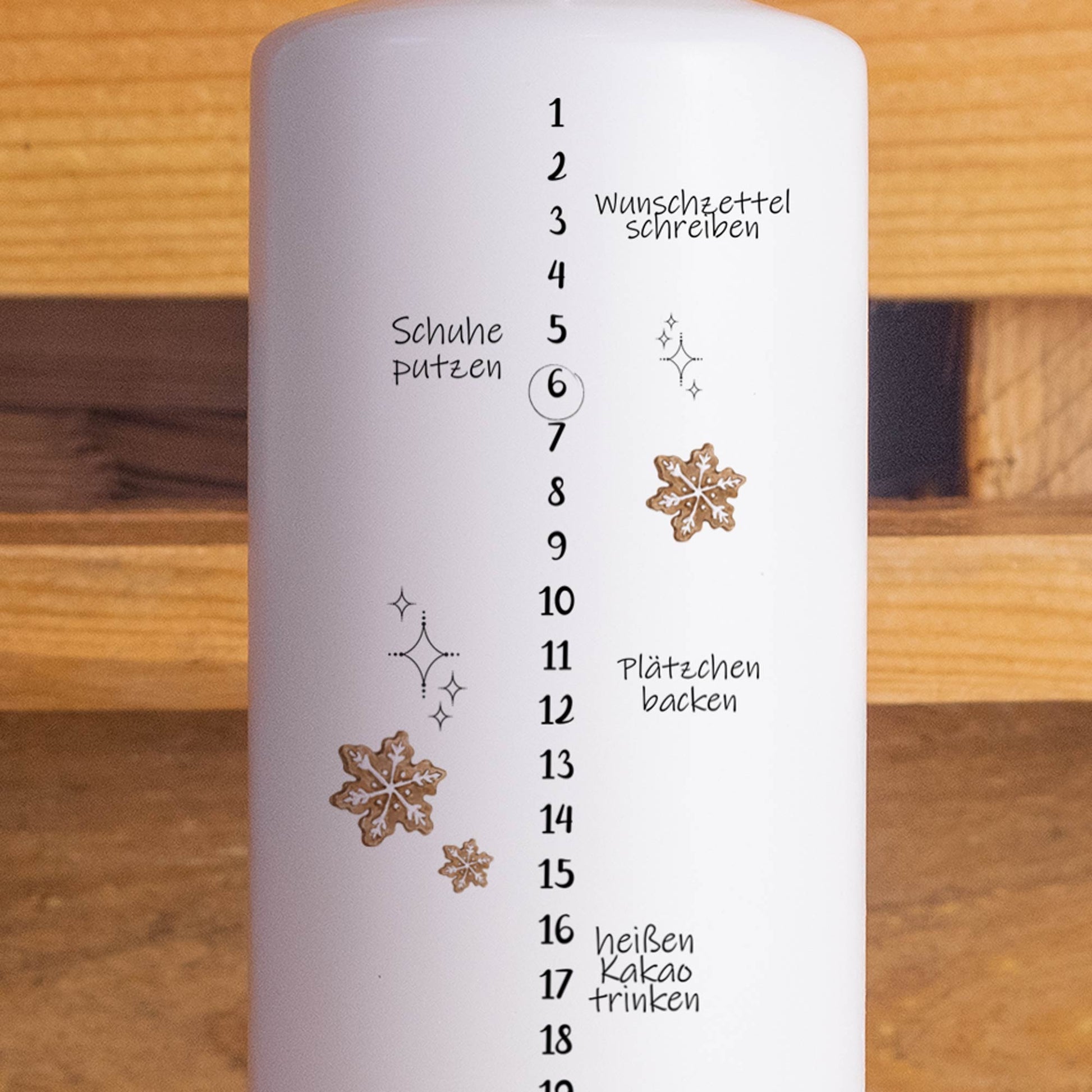 Adventskalender-Kerze Schlicht | Weihnachtskerze | Adventskerzen mit Zahlen | Kalenderkerze | Weihnachten Kerzen | Advent | Adventskalender