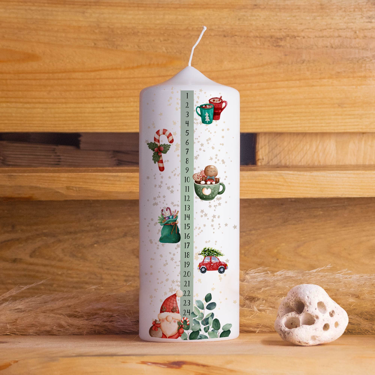 Adventskerze Weihnachten mit Zahlen – Die-Kerzenwerkstatt