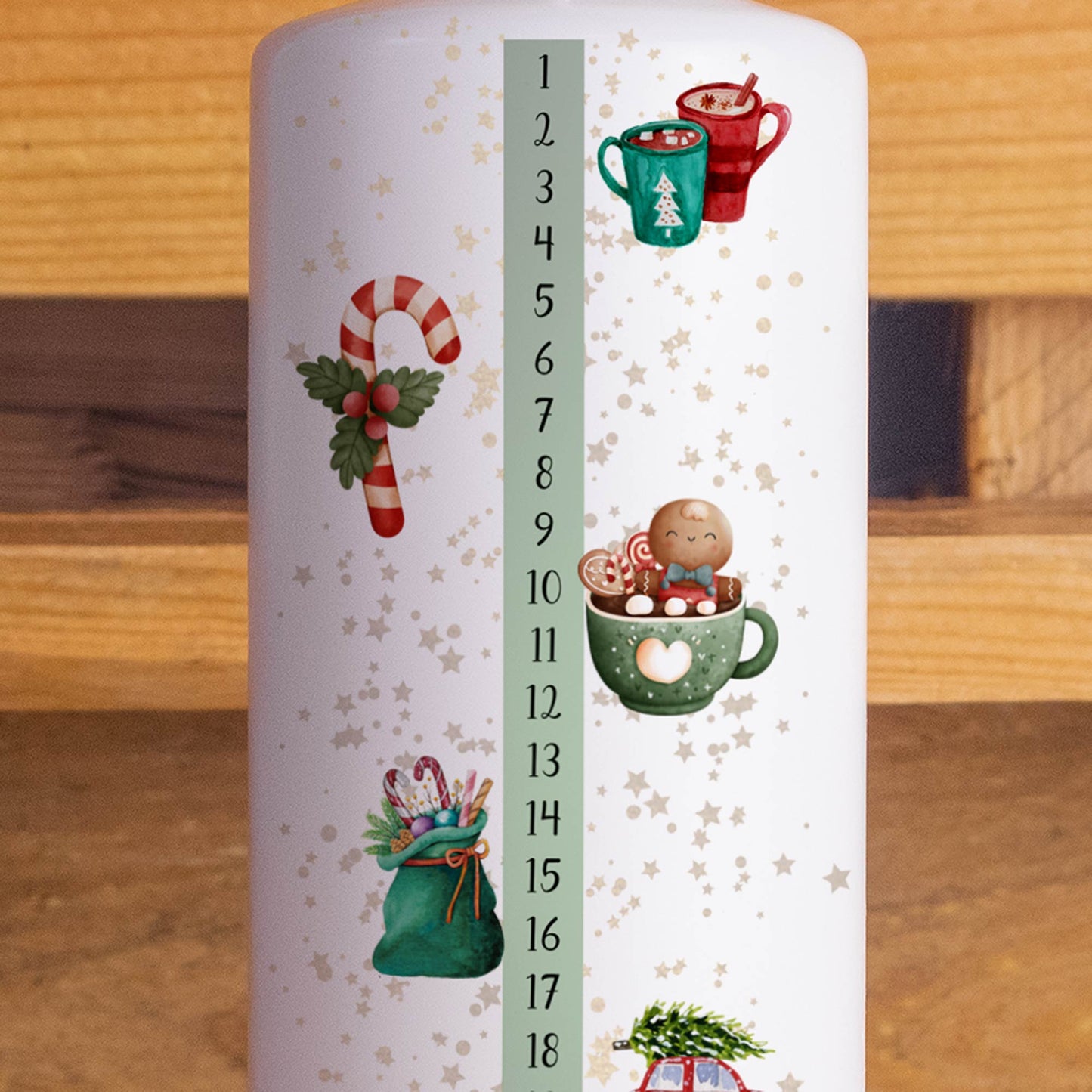 Adventskalender-Kerze Weihnachten | Weihnachtskerze | Adventskerzen mit Zahlen | Kalenderkerze | Weihnachten Kerzen | Advent | Adventskalender