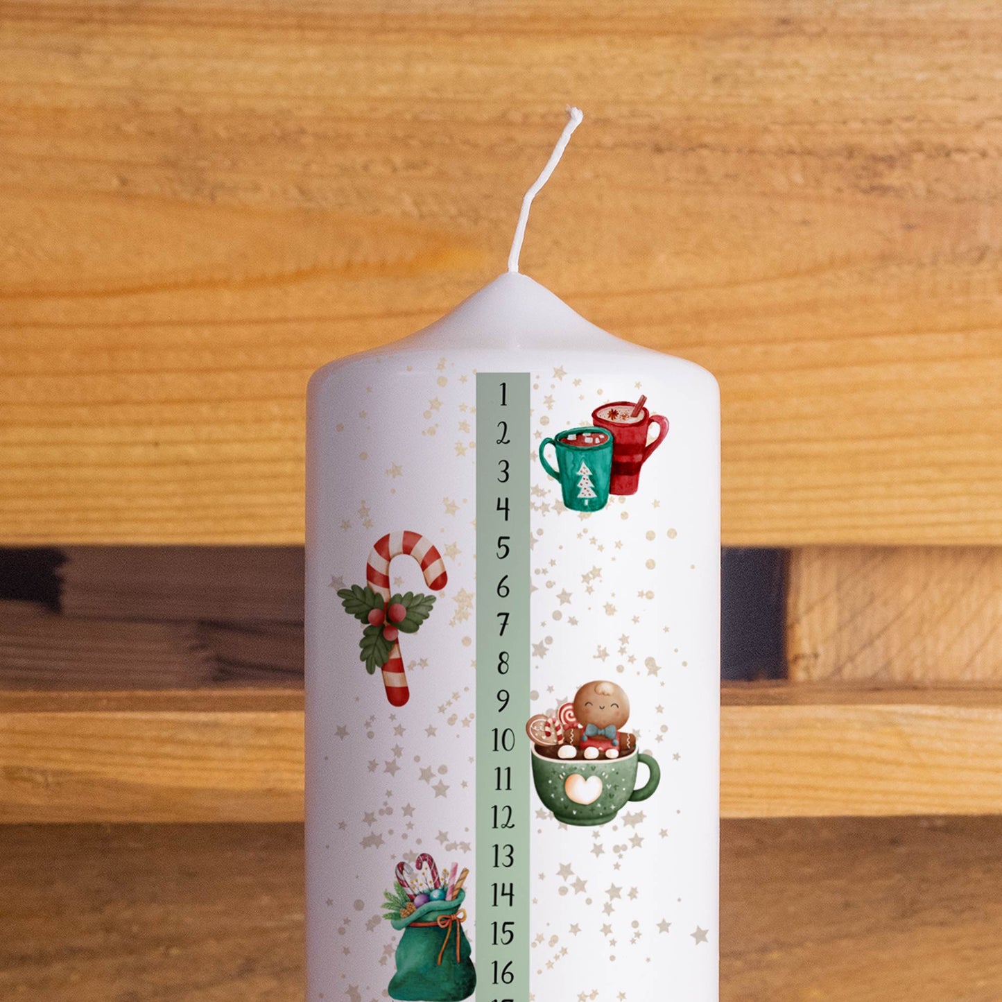 Adventskalender-Kerze Weihnachten | Weihnachtskerze | Adventskerzen mit Zahlen | Kalenderkerze | Weihnachten Kerzen | Advent | Adventskalender