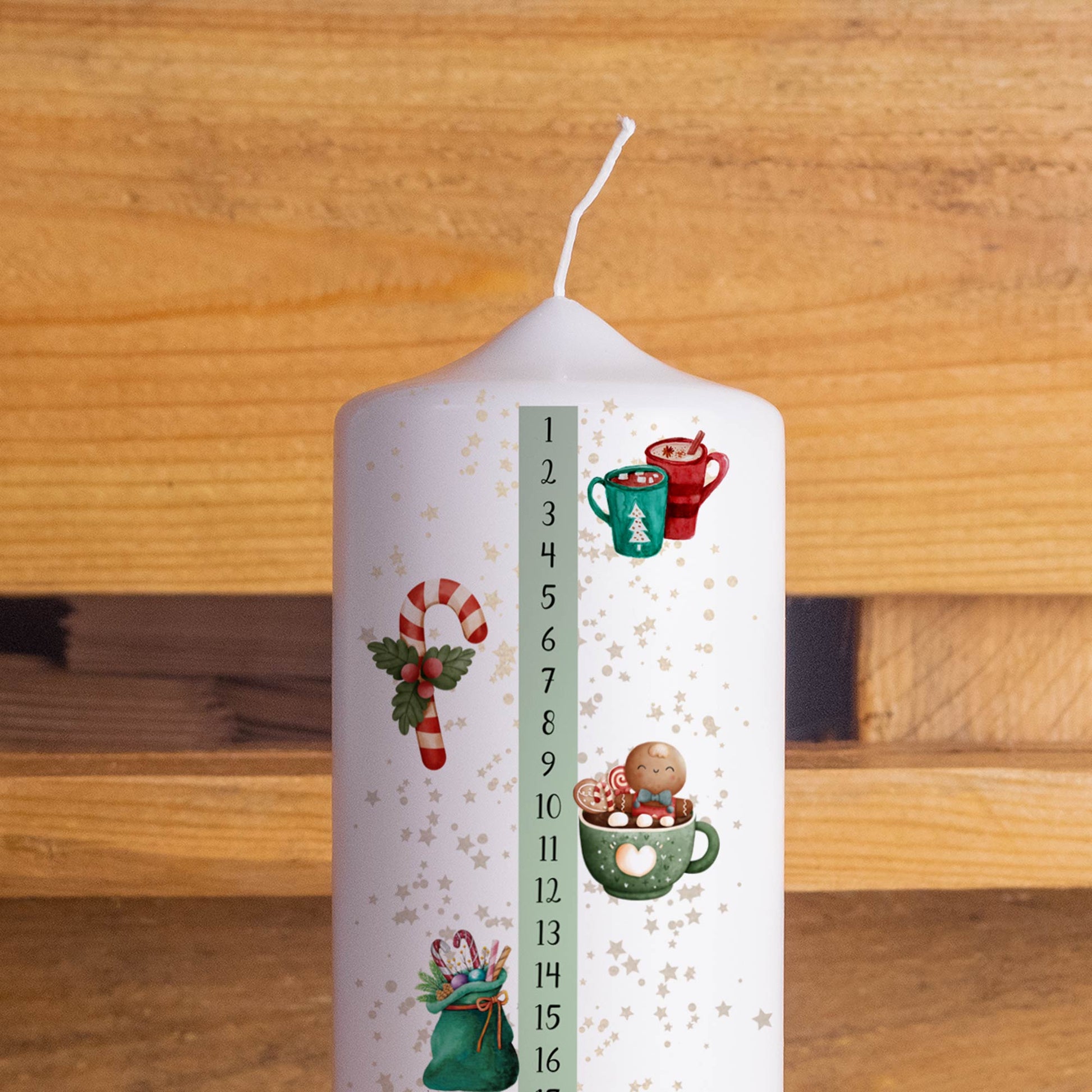 Adventskalender-Kerze Weihnachten | Weihnachtskerze | Adventskerzen mit Zahlen | Kalenderkerze | Weihnachten Kerzen | Advent | Adventskalender