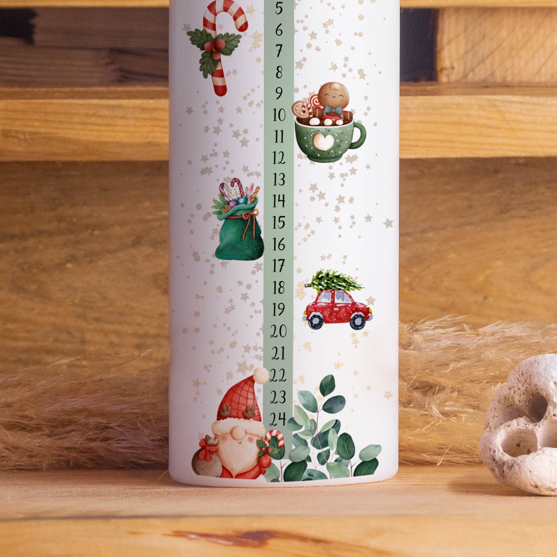 Adventskalender-Kerze Weihnachten | Weihnachtskerze | Adventskerzen mit Zahlen | Kalenderkerze | Weihnachten Kerzen | Advent | Adventskalender