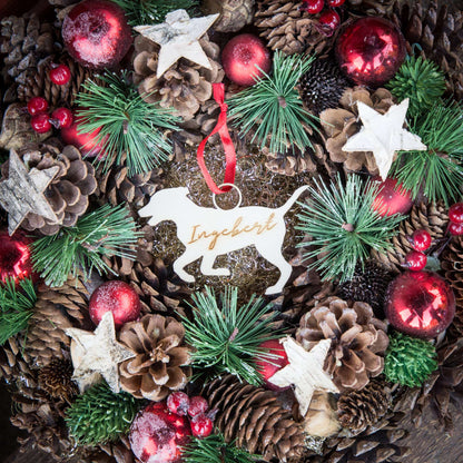 Weihnachtsbaumschmuck aus Holz personalisiert mit Namen "Hund" 10 cm | Weihnachtsdeko | Christbaum