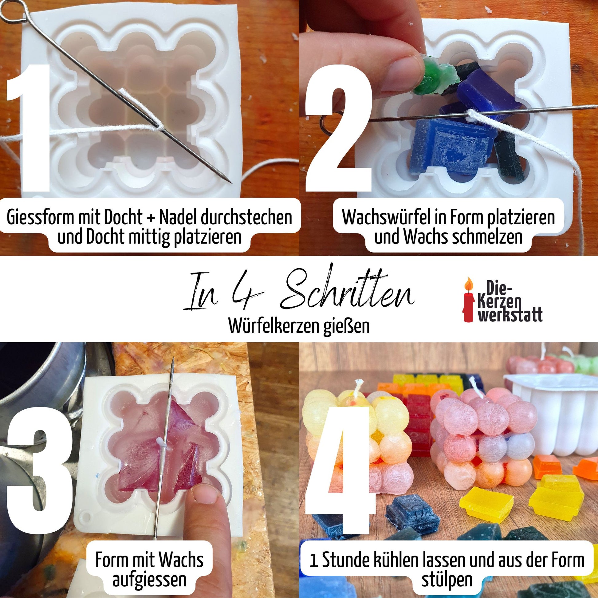 Starter Set: Kerzen gießen | für mind. 3 Kerzen | Kerzen herstellen | Kerzen gießen | Kerzen selber machen