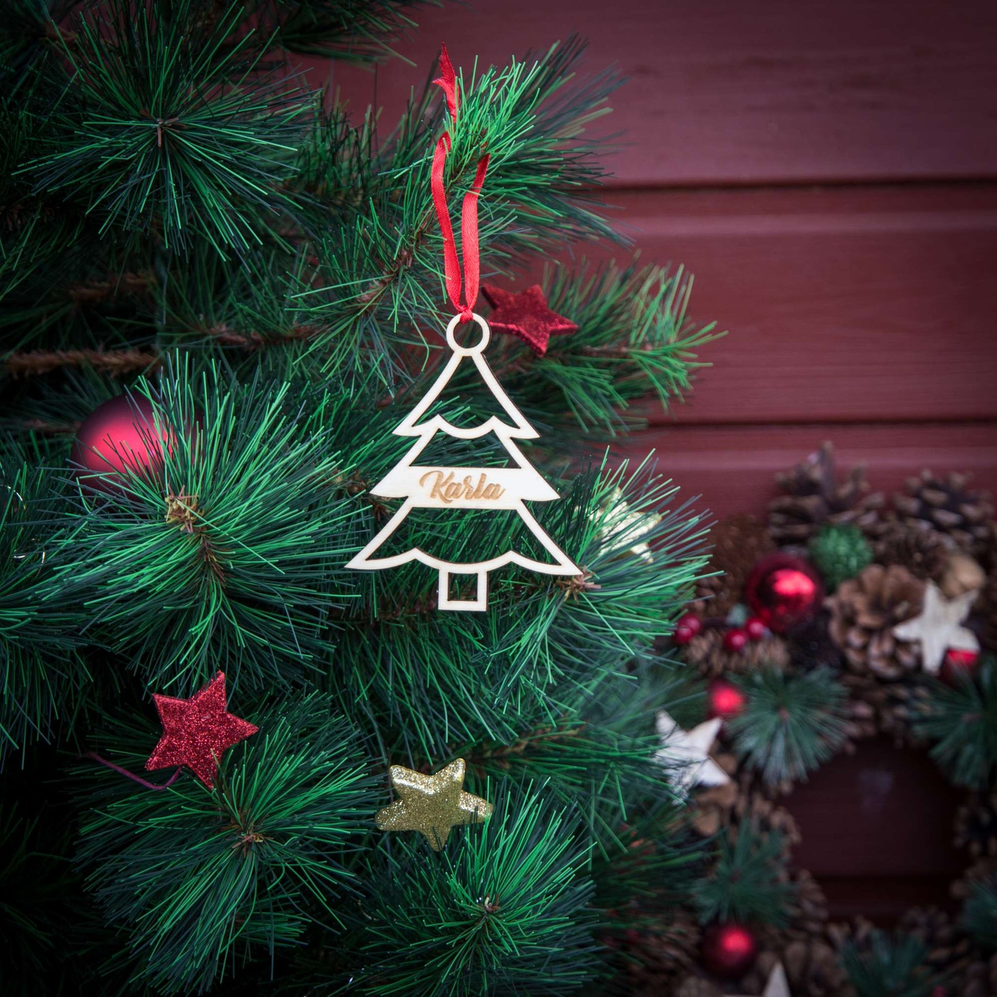 Weihnachtsbaumschmuck aus Holz personalisiert mit Namen "Tannenbaum" 10 cm | Weihnachtsdeko |  Christbaum