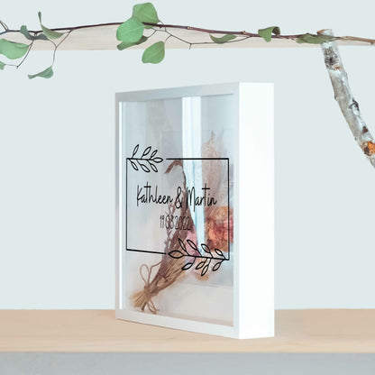 Brautstraußrahmen | Blätter | Personalisiert | Hochzeit | Blumen | Dried Flower | Erinnerung | Deko | Wanddeko