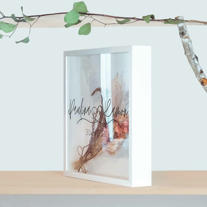 Brautstraußrahmen | Monochrom | Personalisiert | Hochzeit | Blumen | Dried Flower | Erinnerung | Deko | Wanddeko