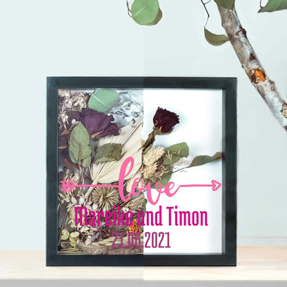 Brautstraußrahmen | Pink | Personalisiert | Hochzeit | Blumen | Dried Flower | Erinnerung | Deko | Wanddeko