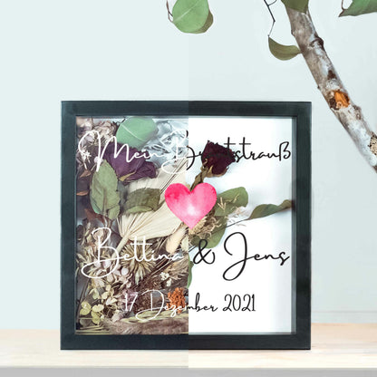 Brautstraußrahmen | Stempel | Personalisiert | Hochzeit | Blumen | Dried Flower | Erinnerung | Deko | Wanddeko