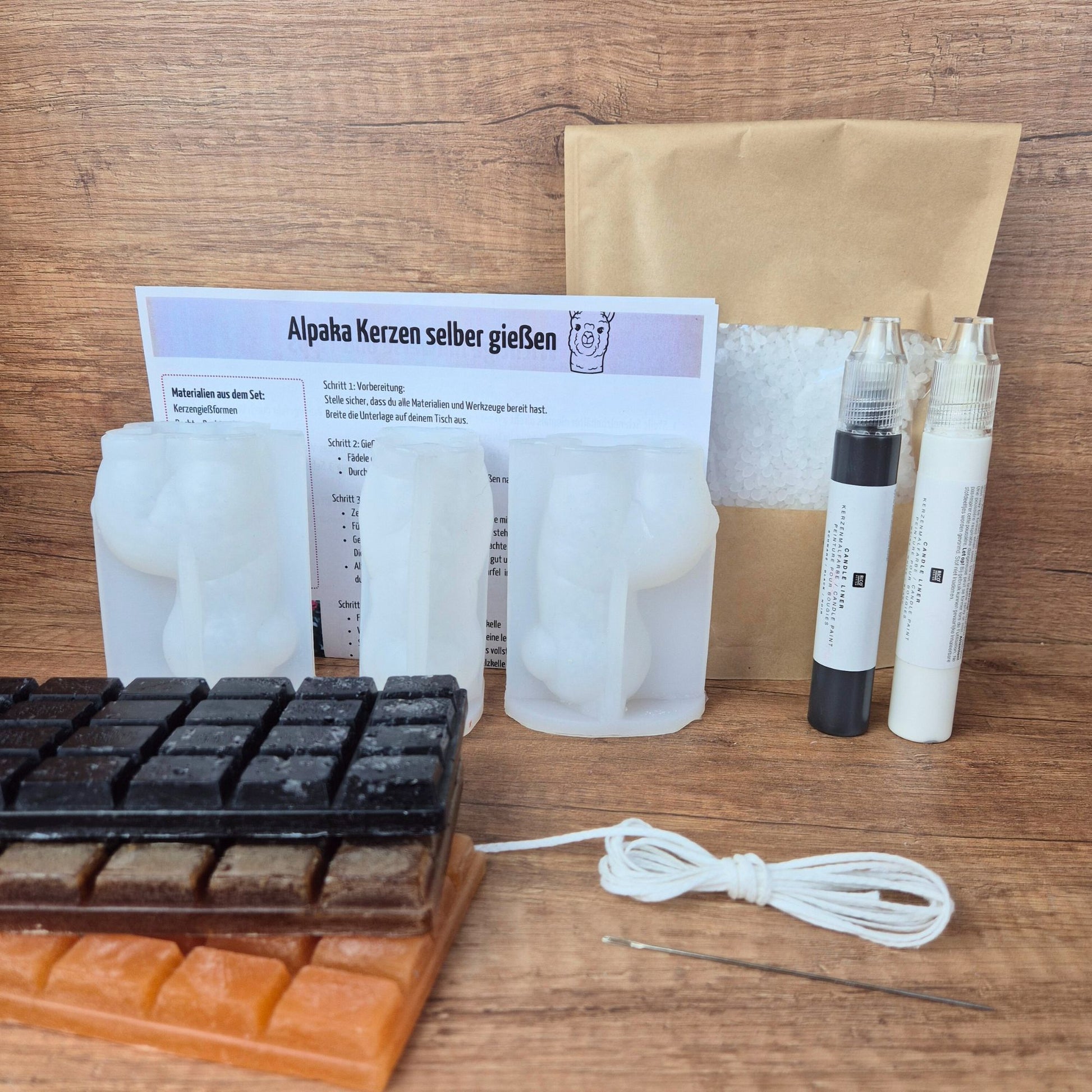 Alpaka Kerzen 4er Set – Handgemachte Tierkerzen aus Wachs | Deko & Geschenkidee
