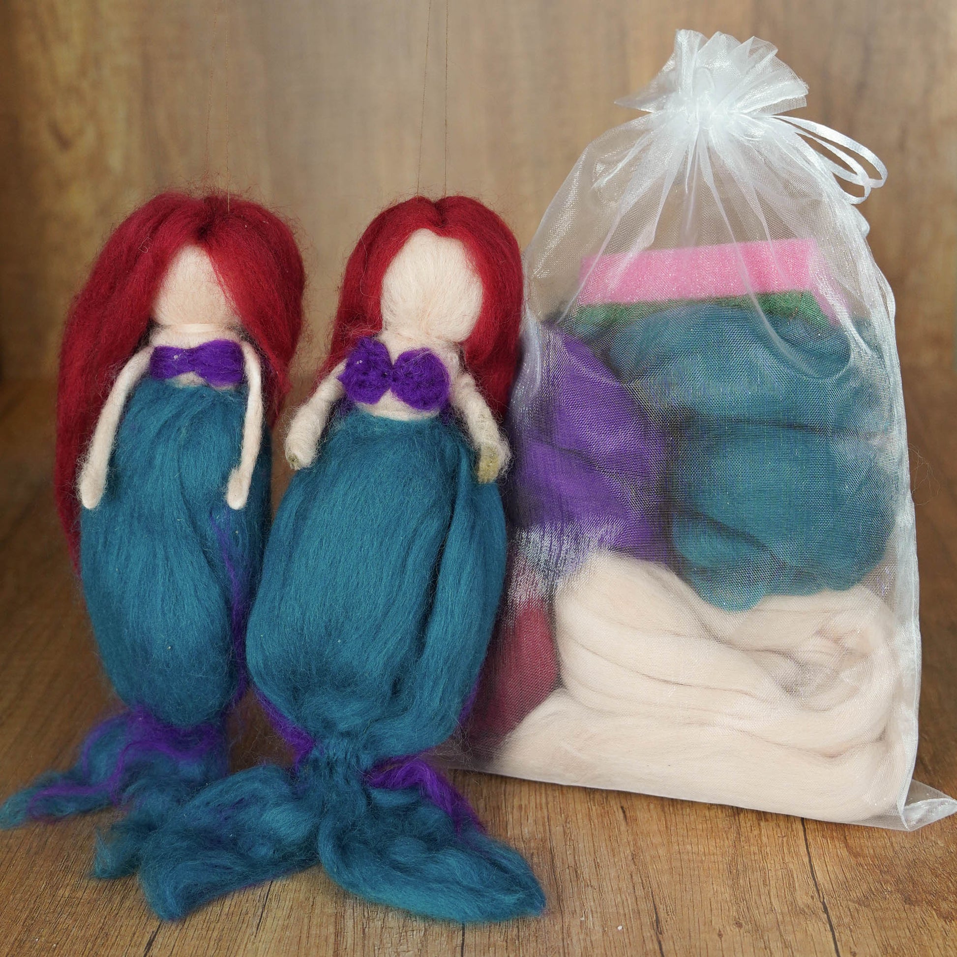 DIY-Bastelset: Feen filzen | Ein Set Für 2 Feen | Eisfee - Waldfee - Meerjungfrau