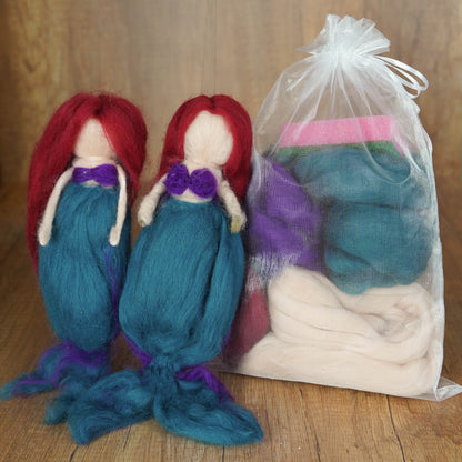 DIY-Bastelset: Feen filzen | Ein Set Für 2 Feen | Eisfee - Waldfee - Meerjungfrau