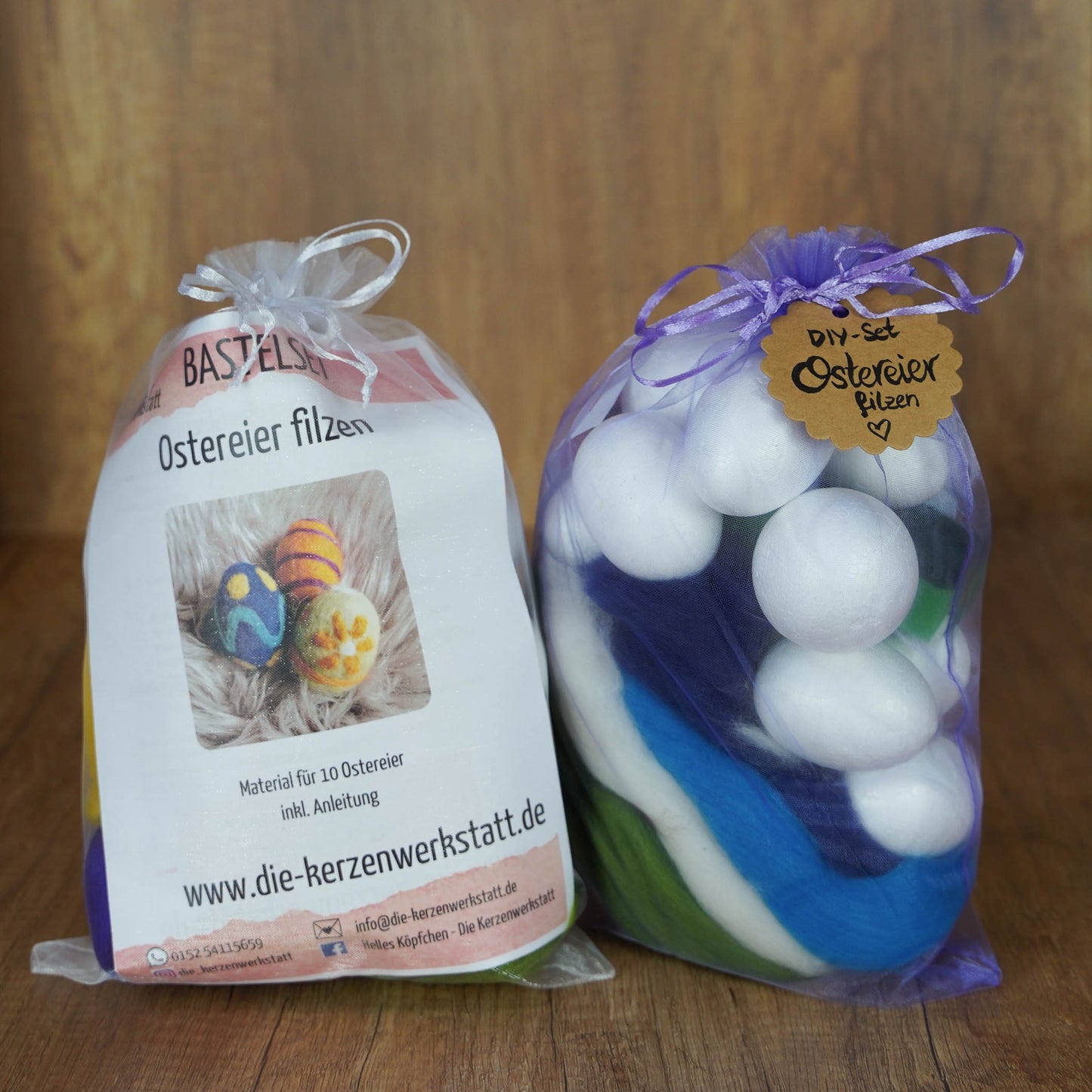 Bastelset Ostereier Filzen - Für 10 Eier | Trockenfilzen für Kinder & Erwachsene | Kreatives DIY Set für Ostern | Inkl. Styropor-Eier, Filznadeln & Wolle | Ideal als Geschenk