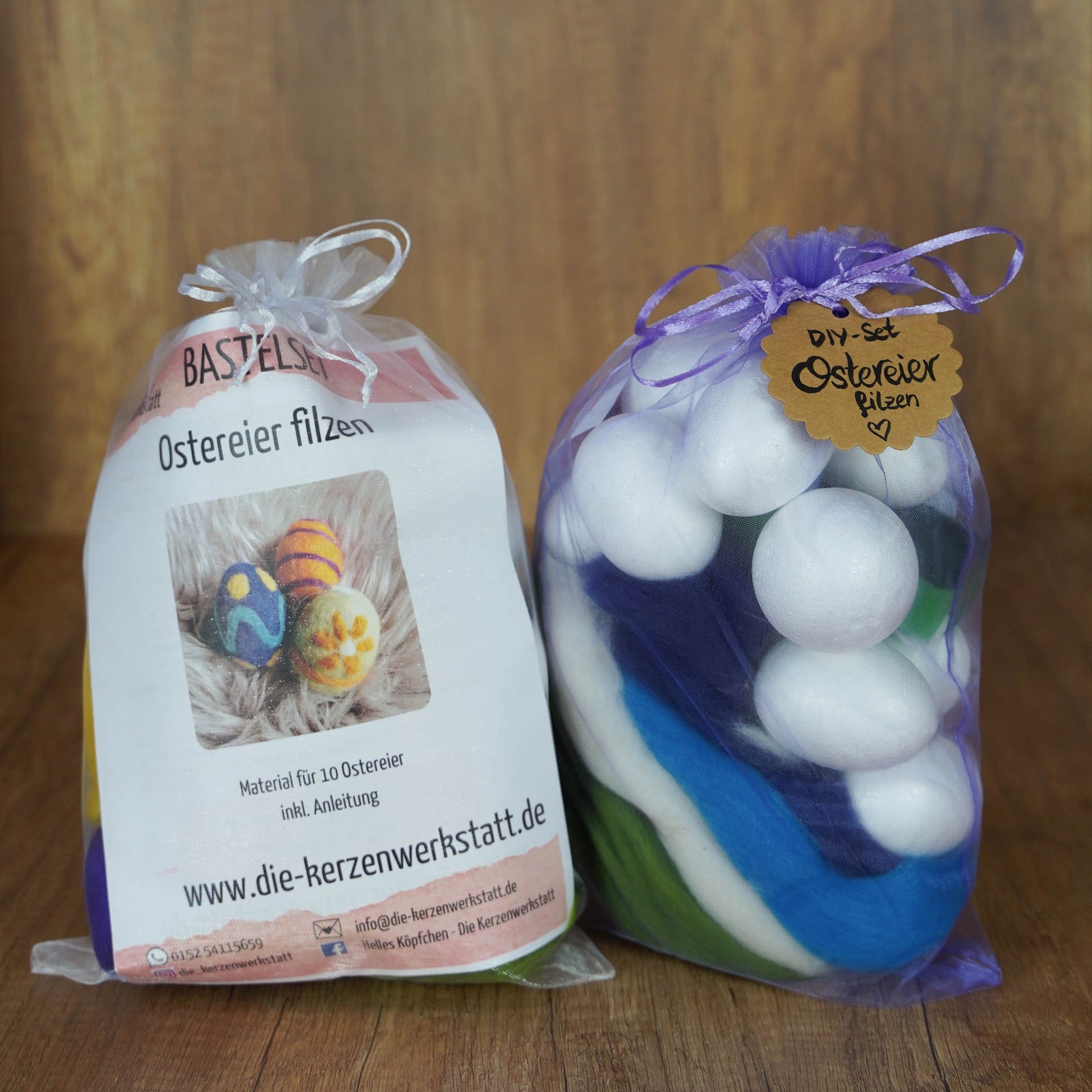 Bastelset Ostereier Filzen - Für 10 Eier | Trockenfilzen für Kinder & Erwachsene | Kreatives DIY Set für Ostern | Inkl. Styropor-Eier, Filznadeln & Wolle | Ideal als Geschenk