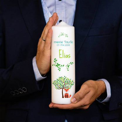 Personalisierte Taufkerze Baum & Fuchs