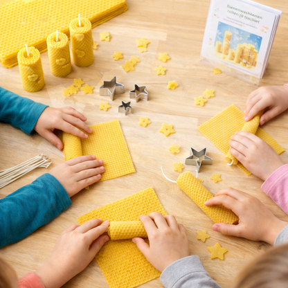 DIY Bienenwachskerzen Set – 36 Kerzen rollen | 1 kg Bienenwachs vom Imker | Bastelset für Kinder & Familie