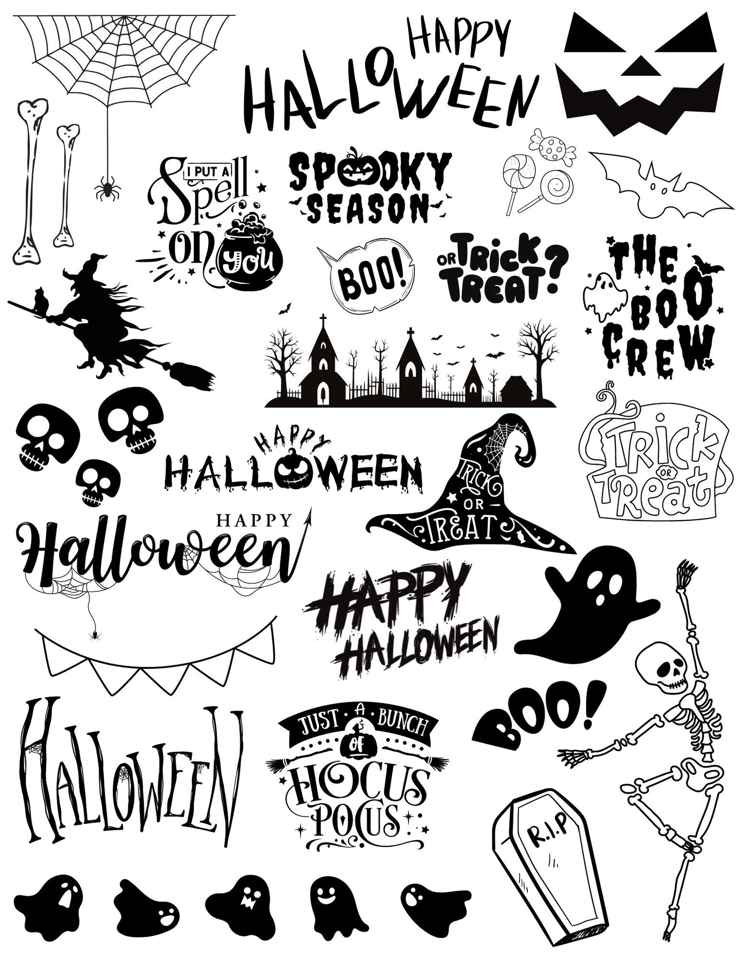 Kerzentattoos Halloween Monochrom | Kerzenfolie | Bastelset für Kerzen | Herbst | Geschenk | Basteln | Kerzensticker