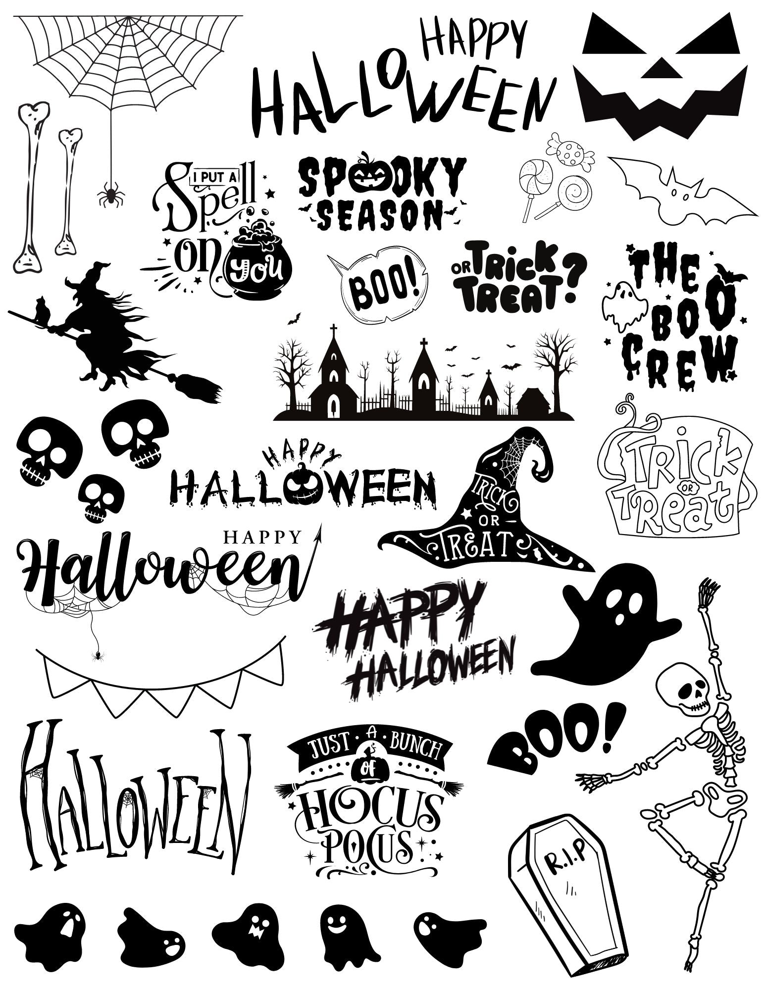 Kerzentattoos Halloween Monochrom | Kerzenfolie | Bastelset für Kerzen | Herbst | Geschenk | Basteln | Kerzensticker